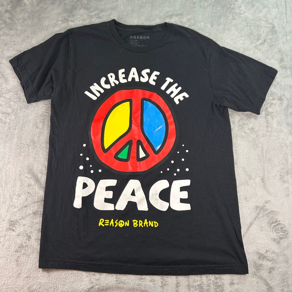 Reason Brand Increase The Peace Graphic T-Shirt Mens Large Black Short Sleeve